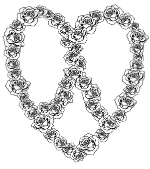 Peace Symbol Floral Design PNG with transparent background