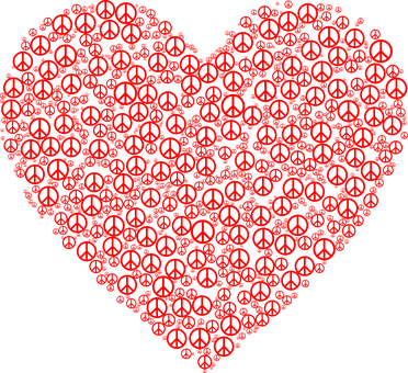 Peace Symbol Heart Composition PNG with transparent background