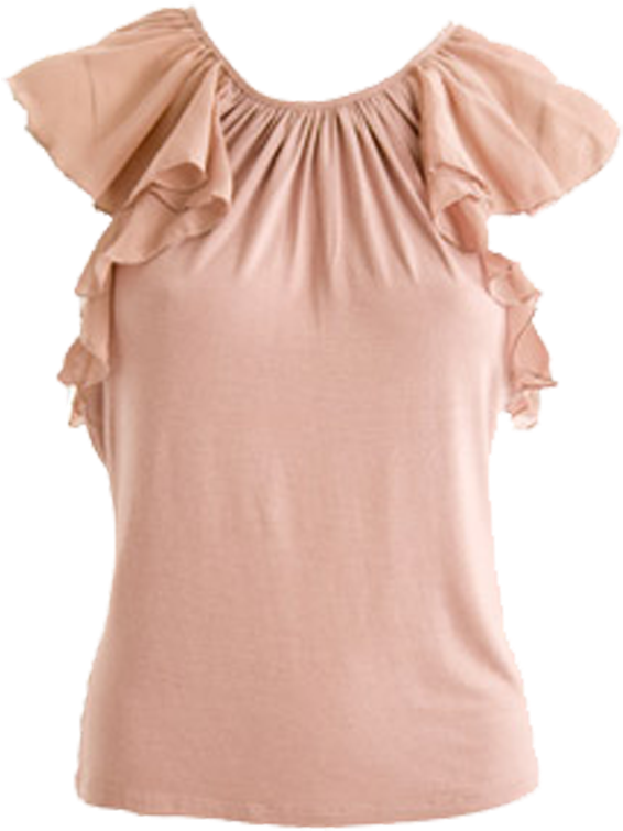 Peach Ruffle Sleeve Blouse