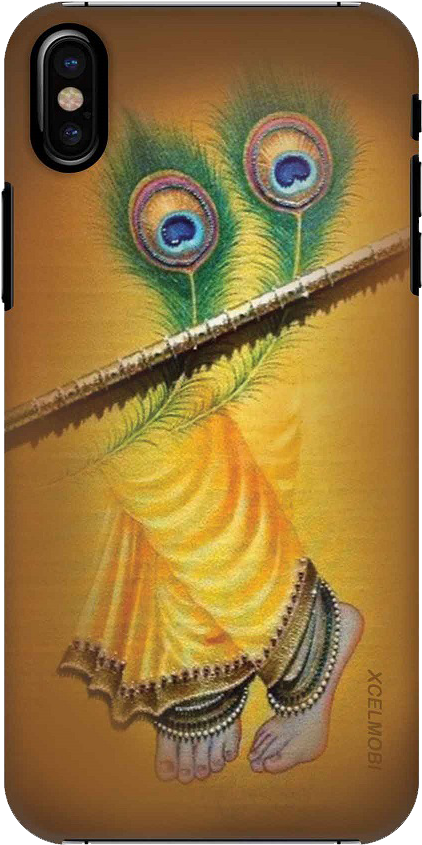 Peacock Feather Flute Art Phone Case PNG with transparent background