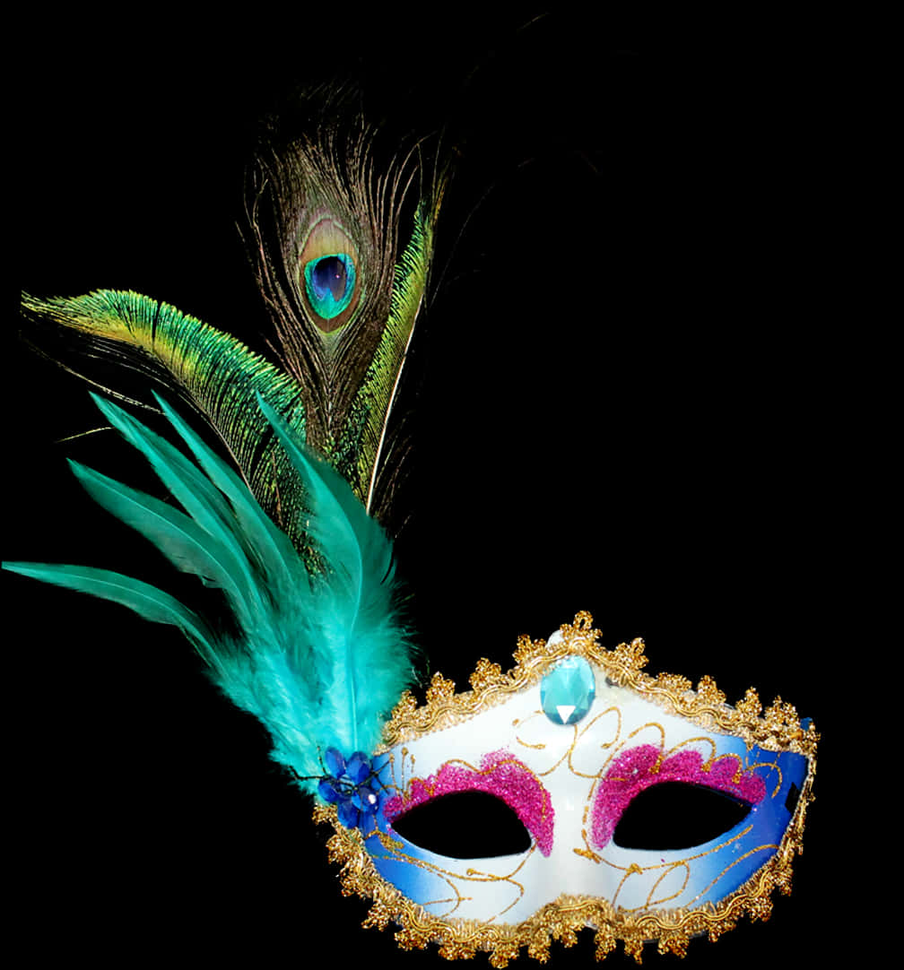 Mardi Gras Feathers Png - Colorful Feather Masquerade Mask, Transparent Png PNG with transparent background