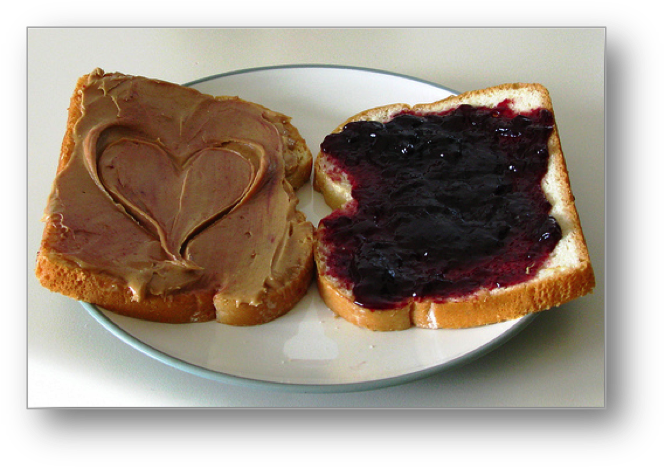 Peanut Butter Jelly Heart Sandwich