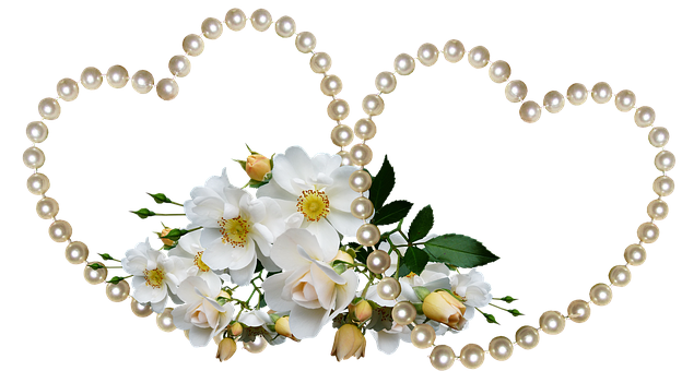 Pearl Embellished Floral Hearts PNG with transparent background