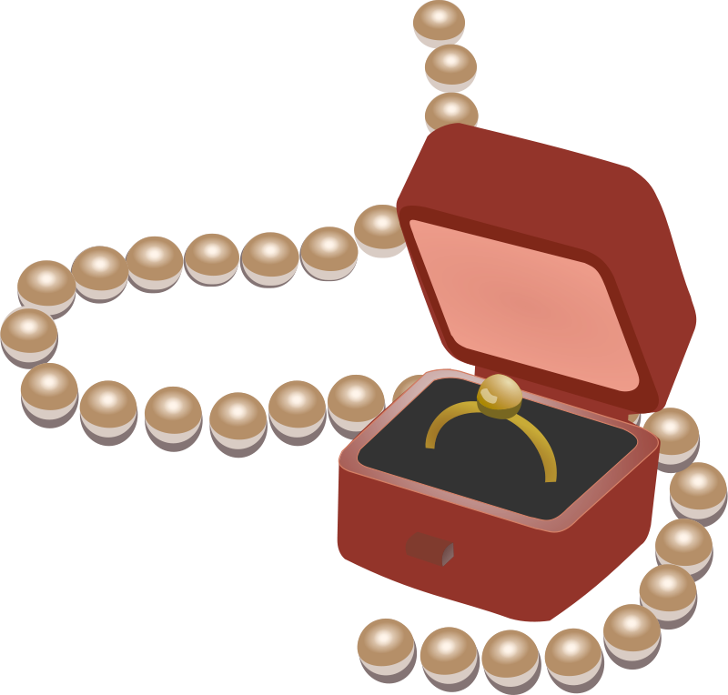 Pearl Necklaceand Ring Box Clipart