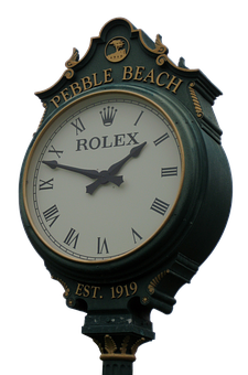 Pebble Beach Rolex Clock Image PNG with transparent background
