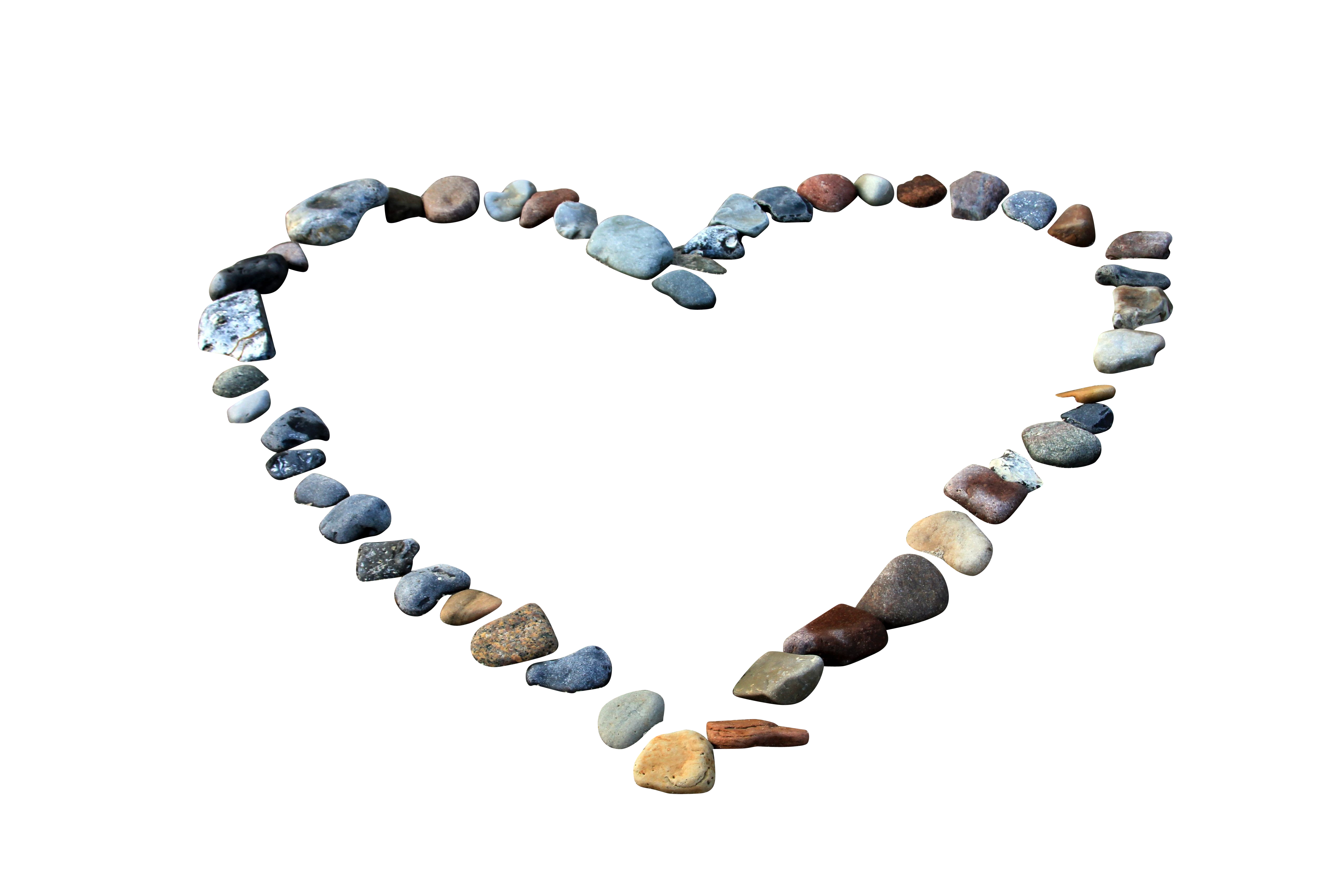 Pebble Heart Formation Black Background PNG with transparent background