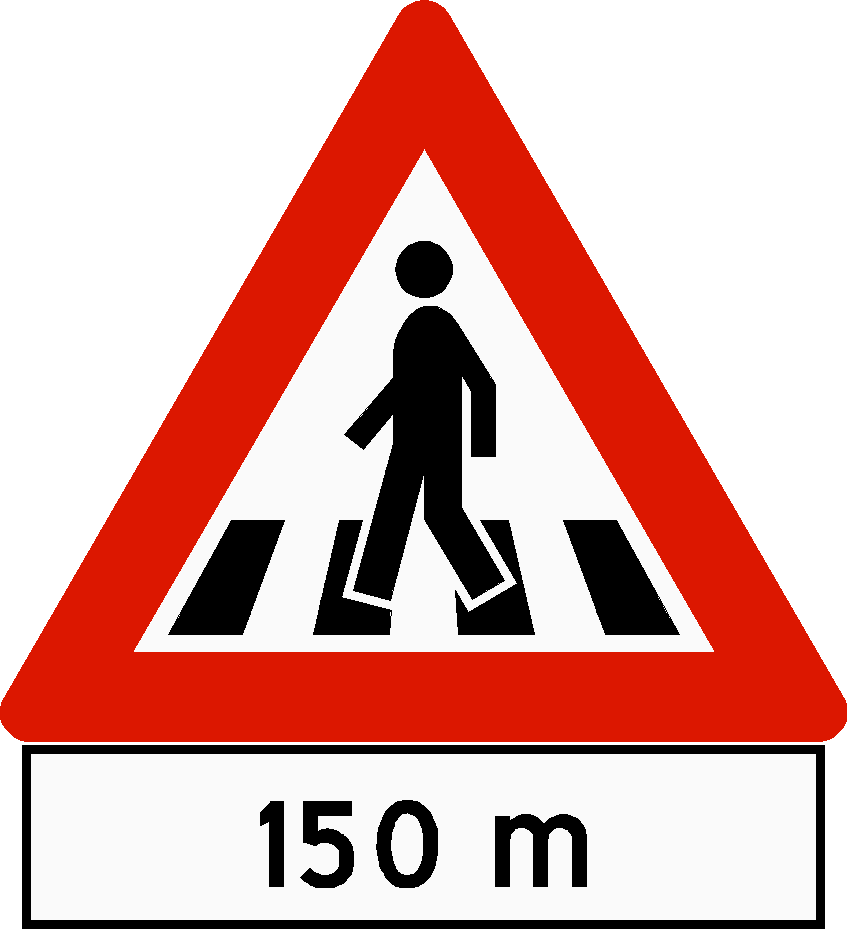 Pedestrian Crossing Sign150m Ahead