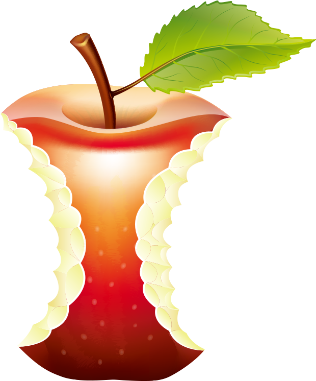 Peeling Red Apple Illustration PNG with transparent background