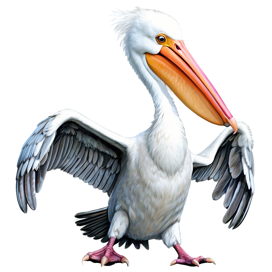 Pelican With Spread Wings Png Qqx