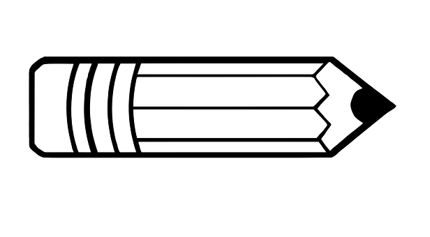 Pencil Icon Blackand White PNG with transparent background