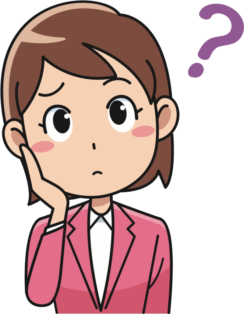 Pensive Cartoon Woman Question Mark PNG with transparent background
