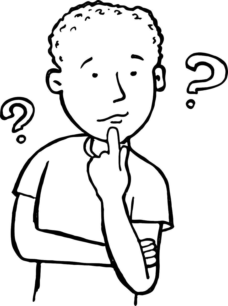 Pensive Manwith Question Marks PNG with transparent background