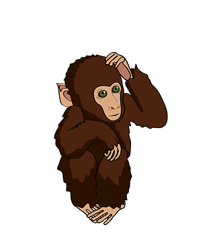 Pensive Monkey Cartoon