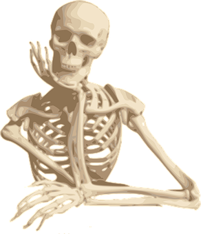 Pensive Skeleton Illustration PNG with transparent background