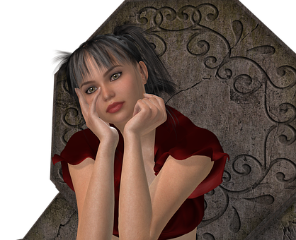 Pensive3 D Rendered Woman