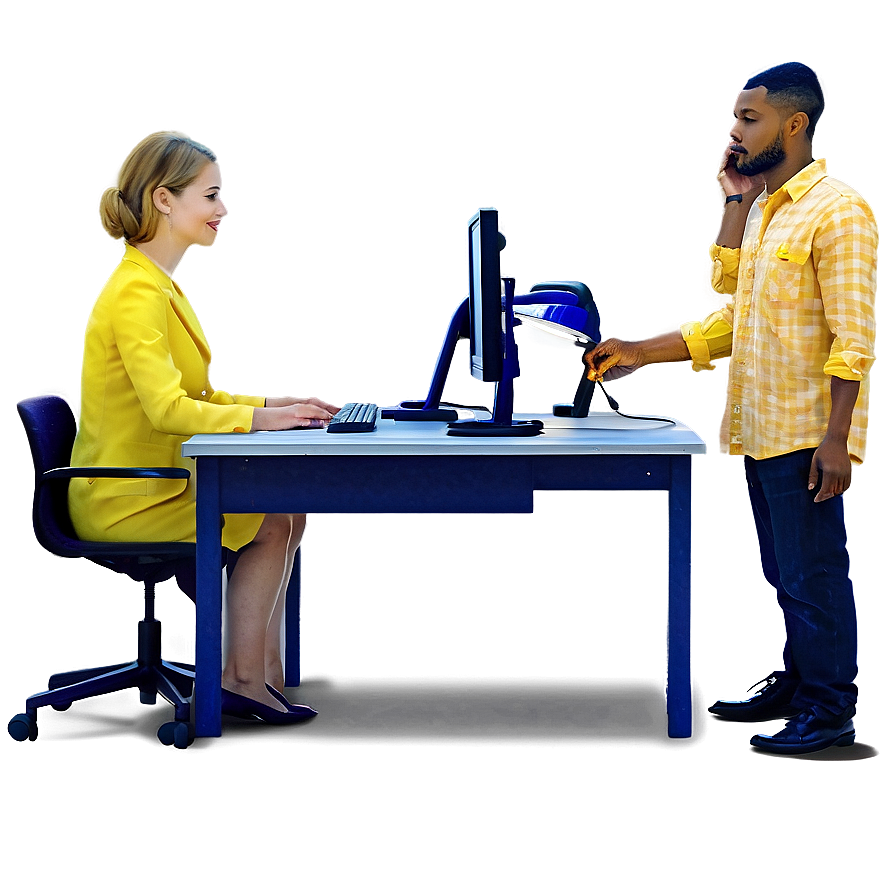 People Sitting At Computer Desks Png 72