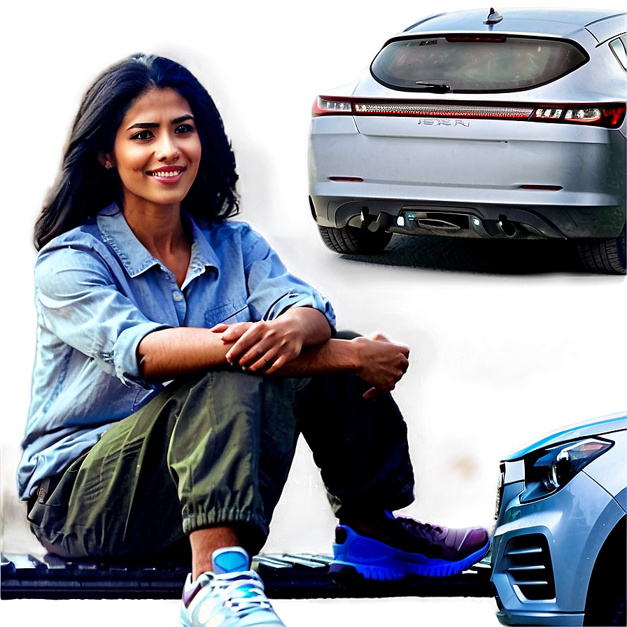 People Sitting On Car Hood Png 63