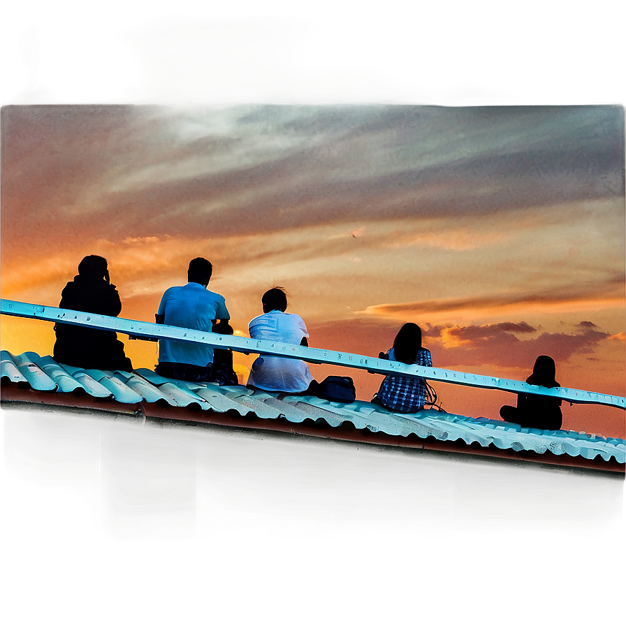 People Sitting On Roof Watching Sunset Png 54