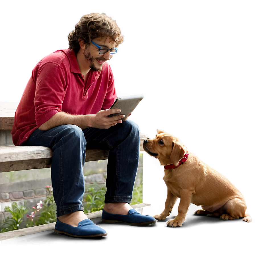 People Sitting With Pets Png 14