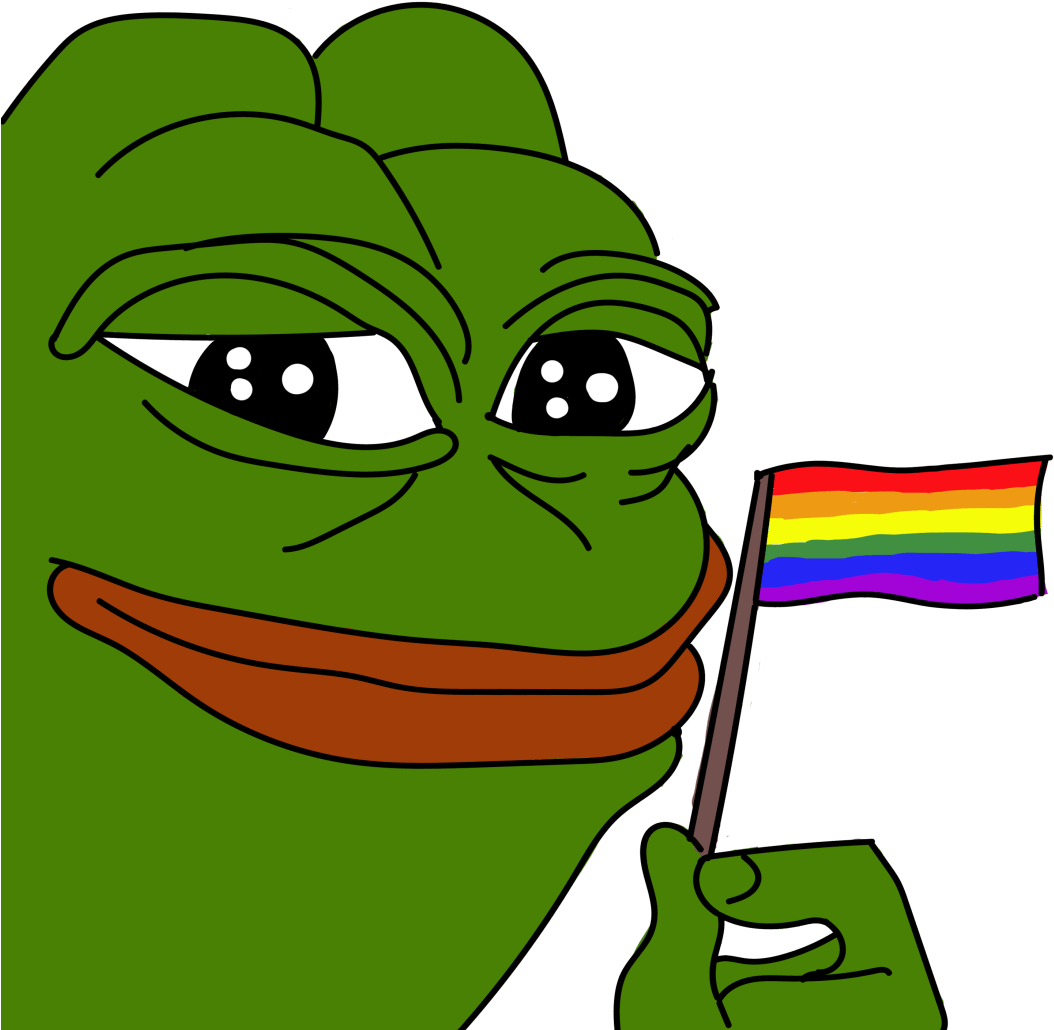 Pepethe Frog Holding Rainbow Flag