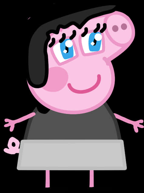 Peppa_ Pig_ Character_with_ Black_ Hair