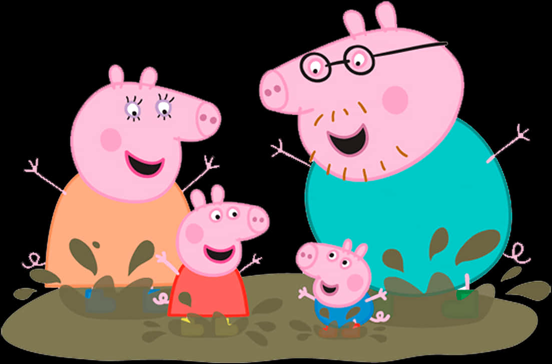 Peppa Pig Family Fun PNG with transparent background