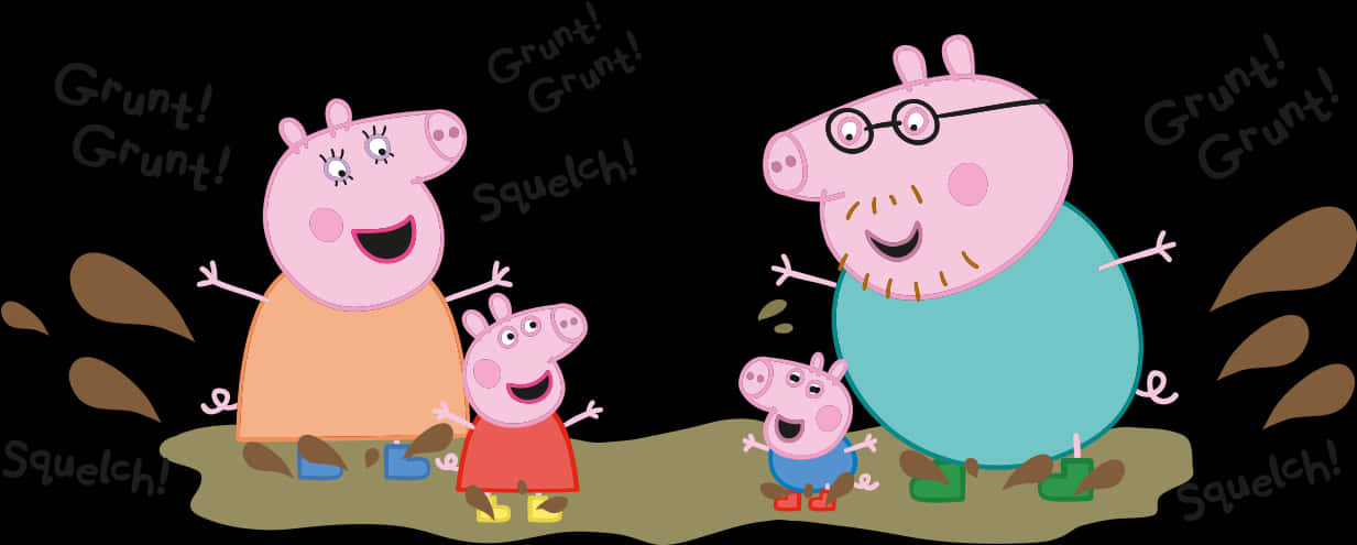 Peppa_ Pig_ Family_ Muddy_ Adventure PNG with transparent background