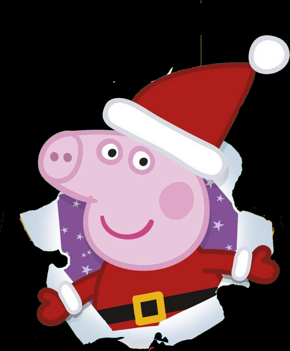 Peppa Pig Santa Costume PNG with transparent background