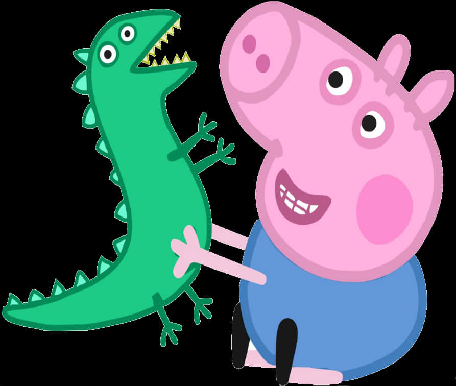 Peppa_ Pig_and_ George's_ Dinosaur_ Toy PNG with transparent background