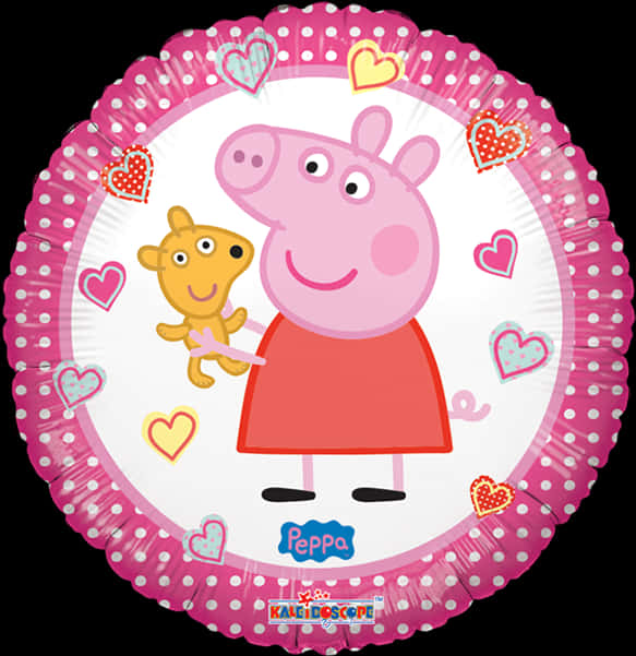 Peppa Pigand Teddy Balloon Design PNG with transparent background