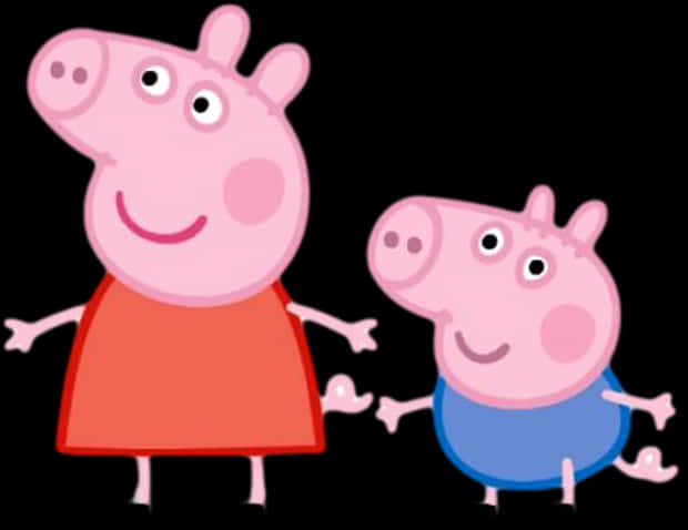 Peppaand George Pig Cartoon Characters PNG with transparent background