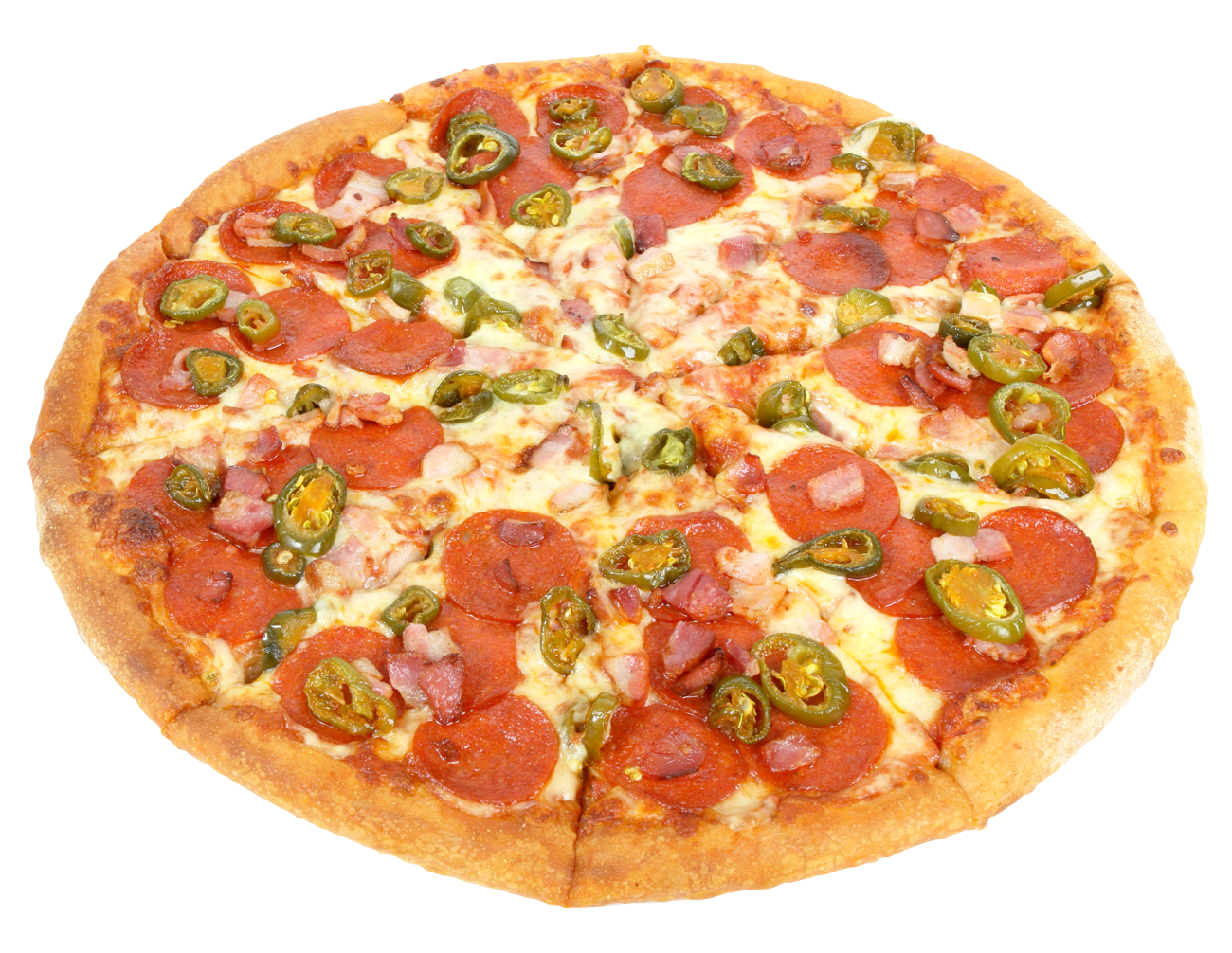 Pepperoni Jalapeno Pizza Top View