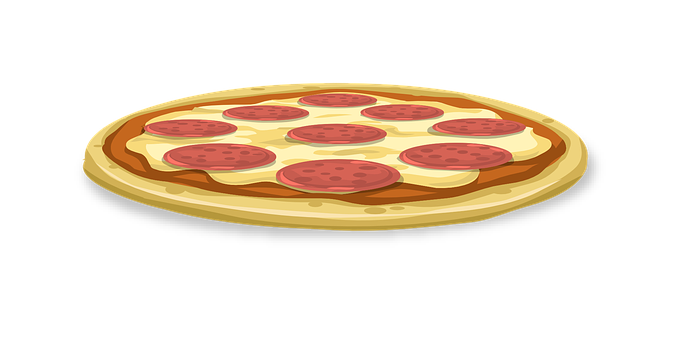 Pepperoni Pizza Cartoon Illustration PNG with transparent background
