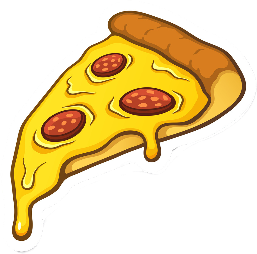 Pepperoni Pizza Slice Cartoon Illustration