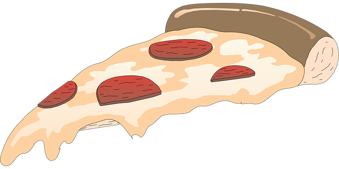 Pepperoni Pizza Slice Cartoon PNG with transparent background