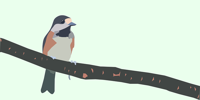 Perched Sparrow Illustration PNG with transparent background