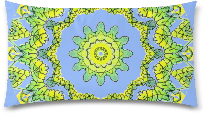 Glowing Green Leaves Flower Arches Star Mandala Periwinkle - Cushion, HD Png Download PNG with transparent background