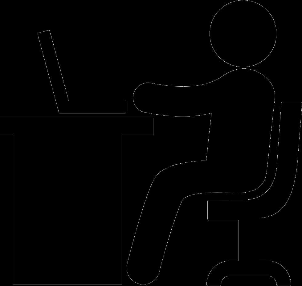 Person At Computer Outline PNG with transparent background