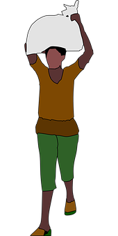 Person Carrying Basket On Head PNG with transparent background