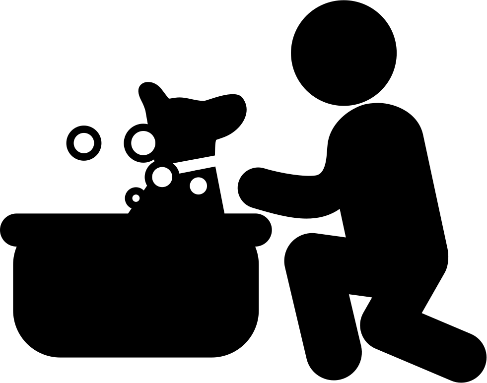 Person Giving Dog Bath Silhouette