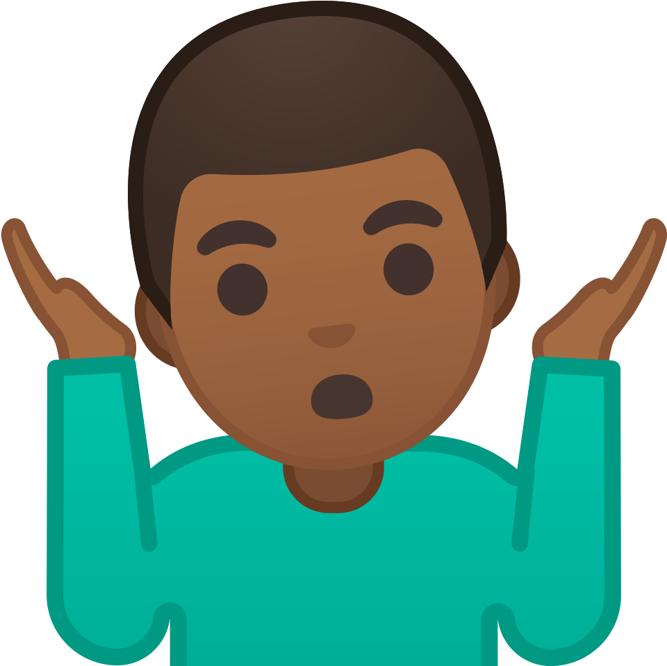 Man Shrugging Emoji Medium Dark Skin Tone - Black Shrugs Emoji, HD Png Download PNG with transparent background