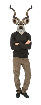 Person_with_ Deer_ Head_ Mask_ Standing_ Arms_ Crossed