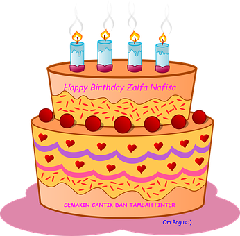Personalized Birthday Cake Illustration PNG with transparent background