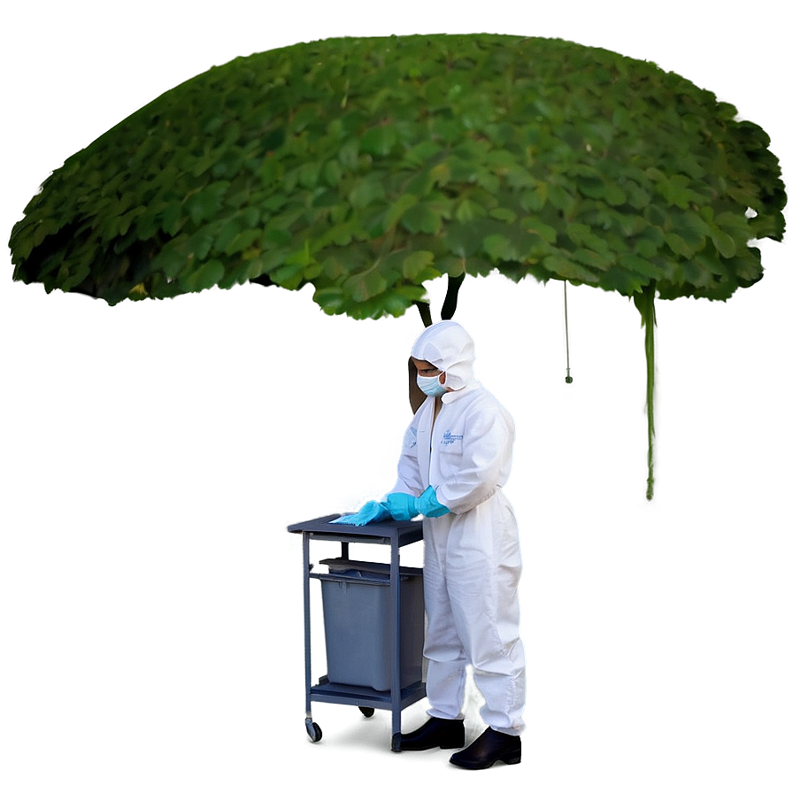 Personin Protective Suit Under Green Canopy PNG image with a transparent background, free high-resolution download