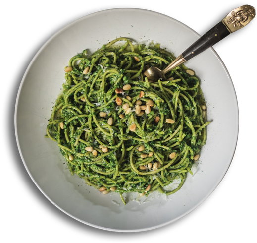 Pesto Spaghettiwith Pine Nuts