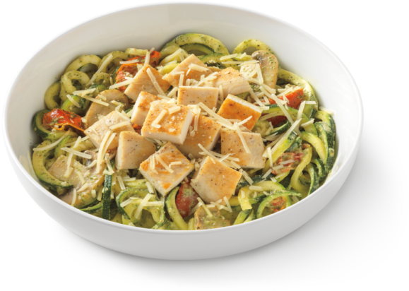 Pesto Zucchini Noodleswith Tofu