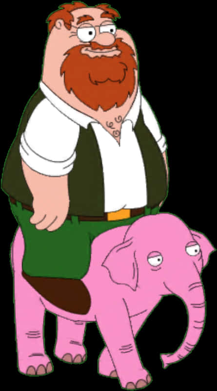 Peter Griffin Riding Pink Elephant PNG with transparent background