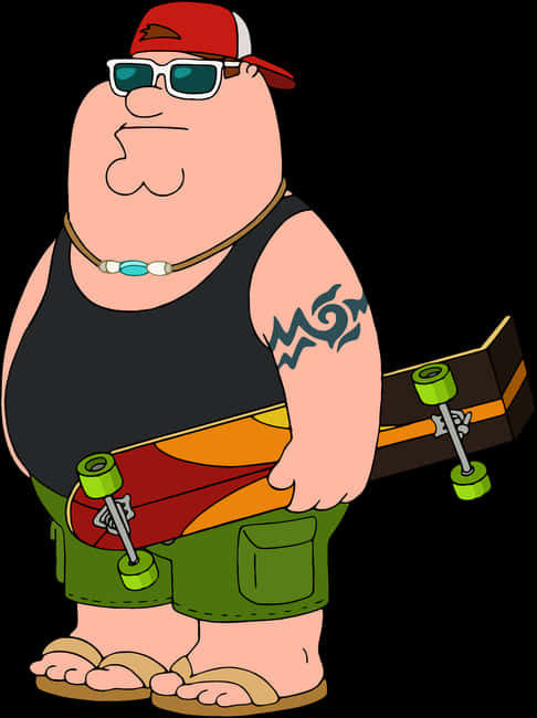 Peter Griffin Skateboarder PNG with transparent background