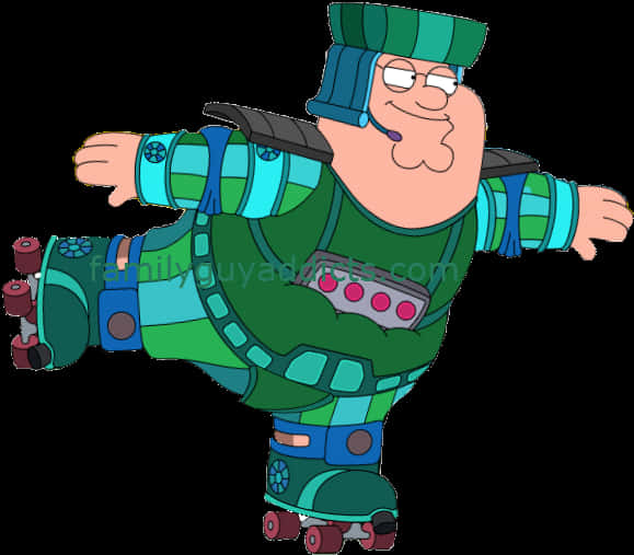 Peter Griffin Toy Suit Flying Pose PNG with transparent background