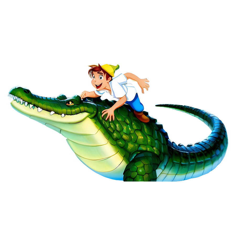 Peter Pan and Crocodile PNG gir PNG with transparent background